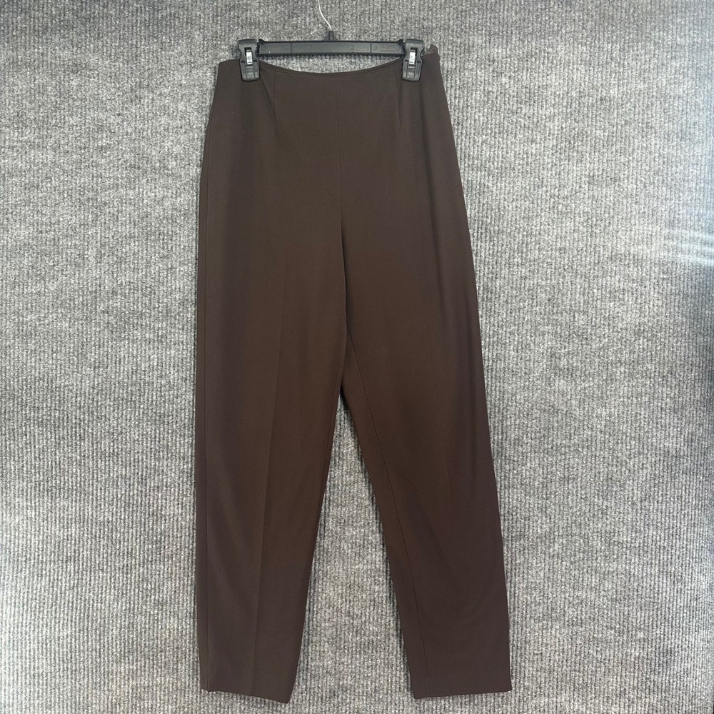 Talbots Trousers Women 8 Brown Excellent Side Zip Stretch Tapered Leg Pants